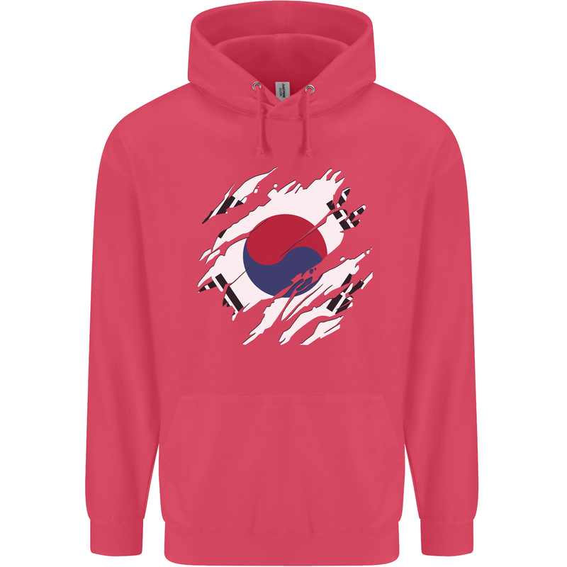 Torn South Korea Flag Korean Day Football Childrens Kids Hoodie Heliconia