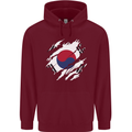 Torn South Korea Flag Korean Day Football Childrens Kids Hoodie Maroon