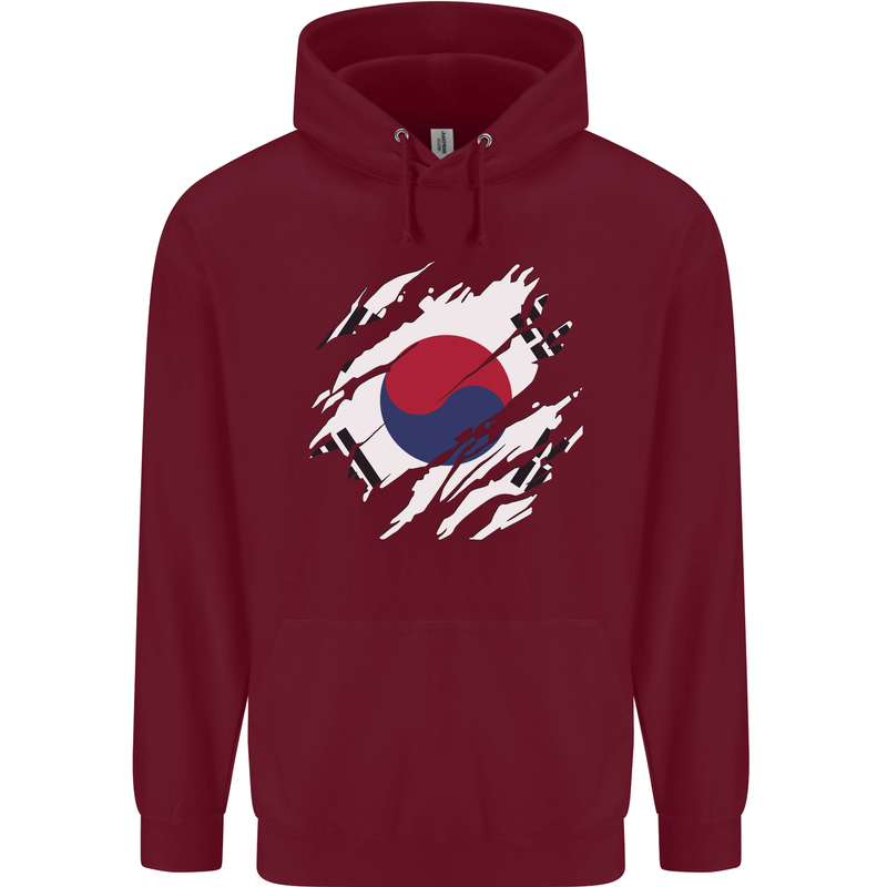 Torn South Korea Flag Korean Day Football Childrens Kids Hoodie Maroon