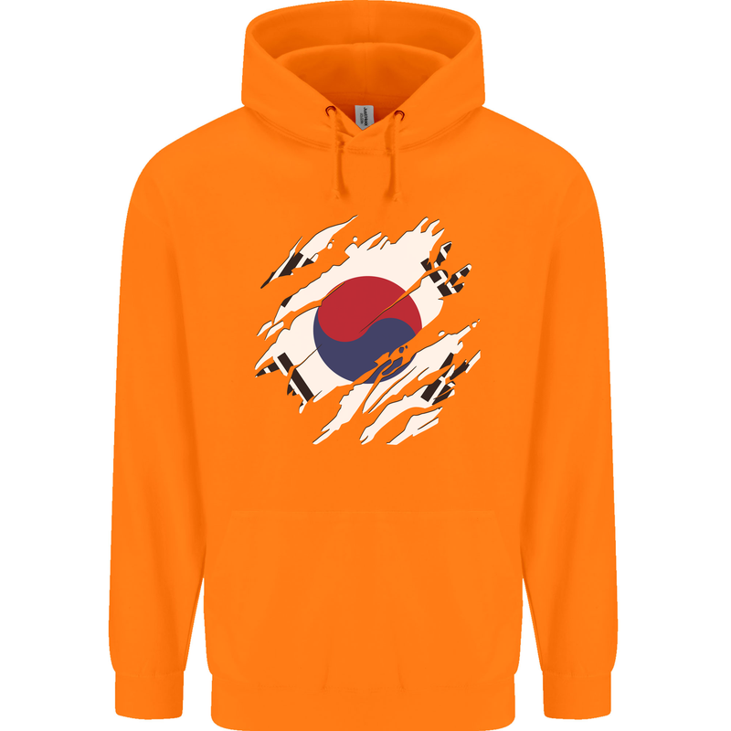 Torn South Korea Flag Korean Day Football Childrens Kids Hoodie Orange