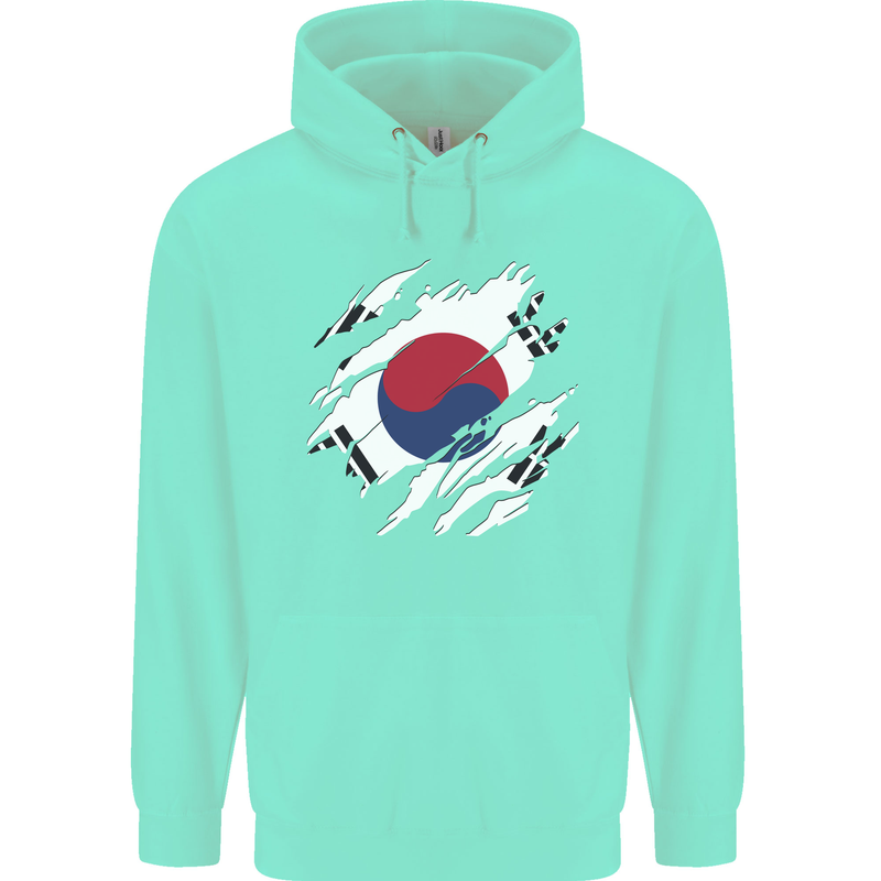 Torn South Korea Flag Korean Day Football Childrens Kids Hoodie Peppermint
