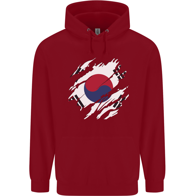 Torn South Korea Flag Korean Day Football Childrens Kids Hoodie Red