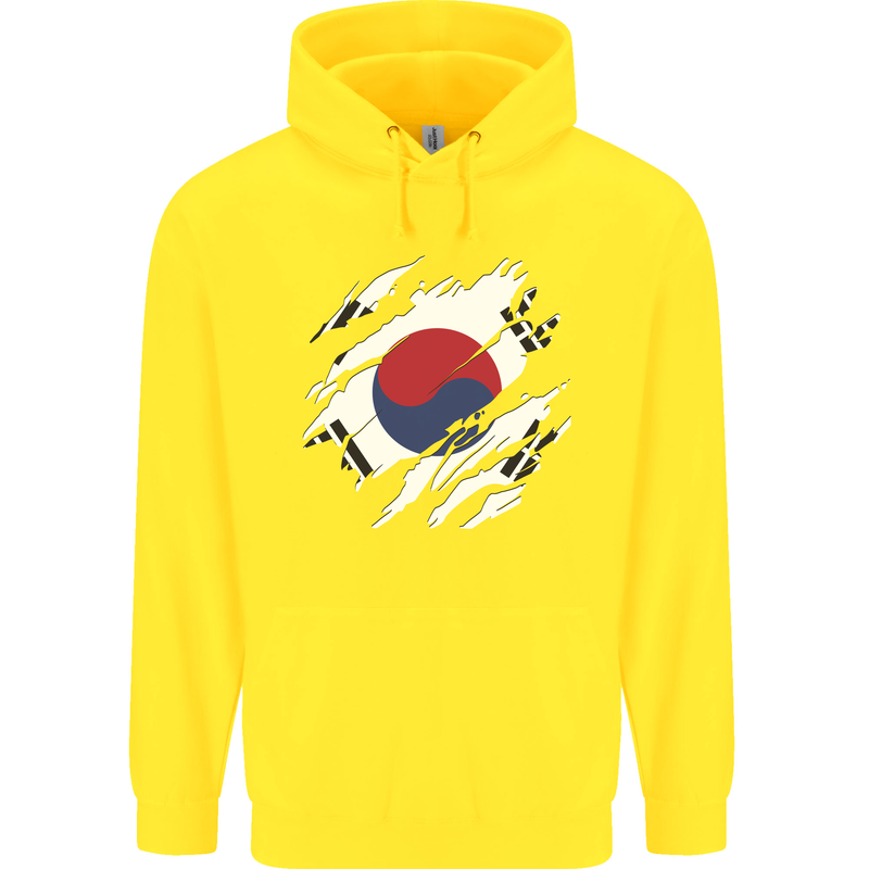 Torn South Korea Flag Korean Day Football Childrens Kids Hoodie Yellow