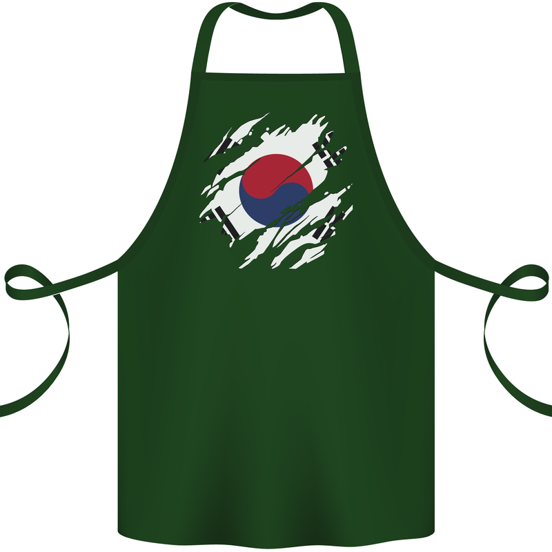 Torn South Korea Flag Korean Day Football Cotton Apron 100% Organic Forest Green