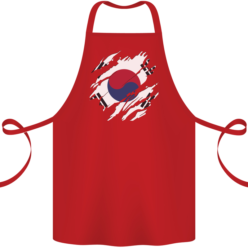 Torn South Korea Flag Korean Day Football Cotton Apron 100% Organic Red