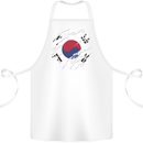 Torn South Korea Flag Korean Day Football Cotton Apron 100% Organic White