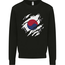 Torn South Korea Flag Korean Day Football Kids Sweatshirt Jumper Black
