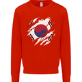 Torn South Korea Flag Korean Day Football Kids Sweatshirt Jumper Bright Red