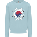 Torn South Korea Flag Korean Day Football Kids Sweatshirt Jumper Light Blue