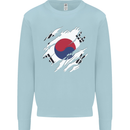 Torn South Korea Flag Korean Day Football Kids Sweatshirt Jumper Light Blue