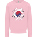 Torn South Korea Flag Korean Day Football Kids Sweatshirt Jumper Light Pink