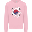 Torn South Korea Flag Korean Day Football Kids Sweatshirt Jumper Light Pink