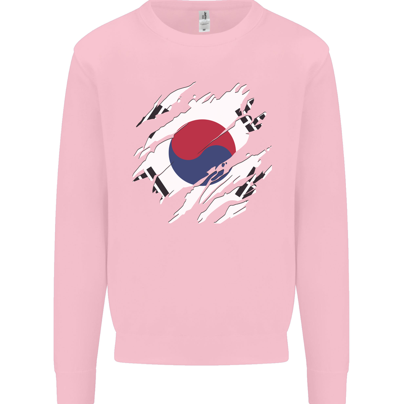 Torn South Korea Flag Korean Day Football Kids Sweatshirt Jumper Light Pink