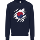 Torn South Korea Flag Korean Day Football Kids Sweatshirt Jumper Navy Blue