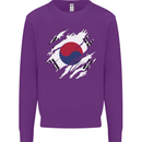 Torn South Korea Flag Korean Day Football Kids Sweatshirt Jumper Purple