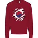 Torn South Korea Flag Korean Day Football Kids Sweatshirt Jumper Red