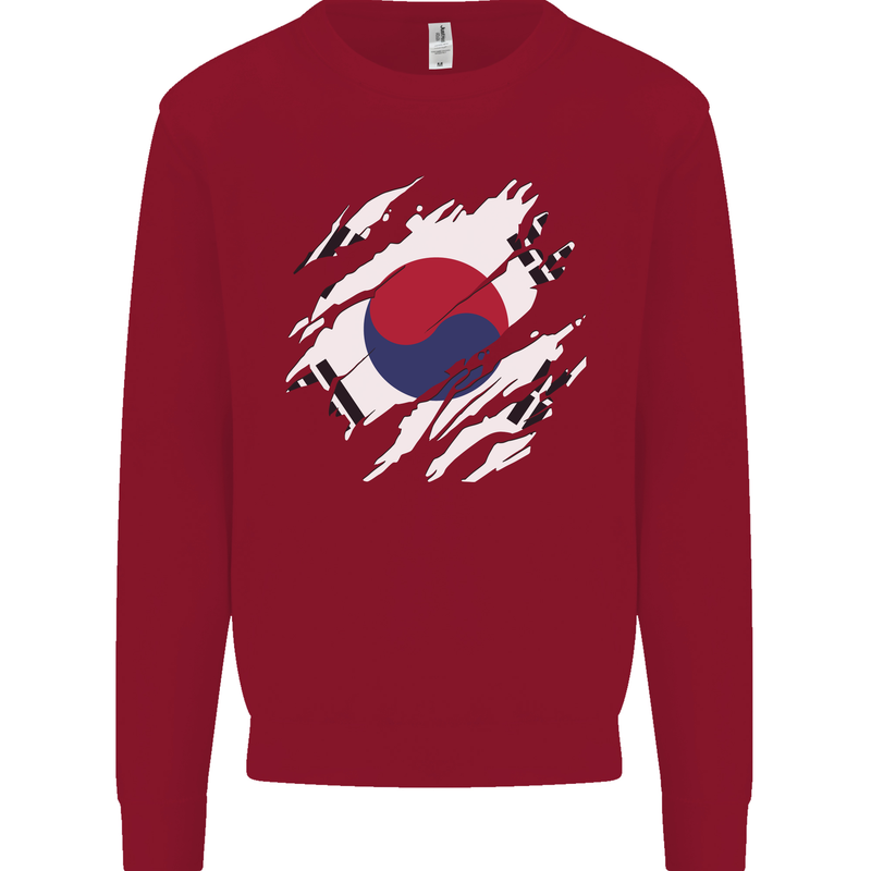 Torn South Korea Flag Korean Day Football Kids Sweatshirt Jumper Red