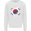Torn South Korea Flag Korean Day Football Kids Sweatshirt Jumper White