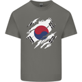 Torn South Korea Flag Korean Day Football Kids T-Shirt Childrens Charcoal