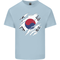 Torn South Korea Flag Korean Day Football Kids T-Shirt Childrens Light Blue