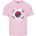 Torn South Korea Flag Korean Day Football Kids T-Shirt Childrens Light Pink