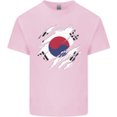 Torn South Korea Flag Korean Day Football Kids T-Shirt Childrens Light Pink