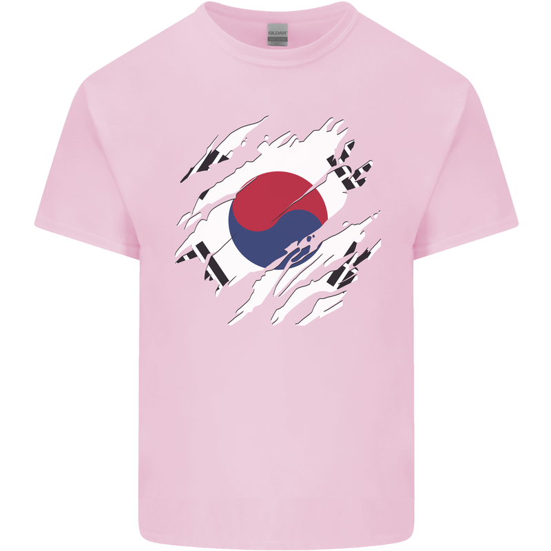 Torn South Korea Flag Korean Day Football Kids T-Shirt Childrens Light Pink