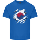 Torn South Korea Flag Korean Day Football Kids T-Shirt Childrens Royal Blue