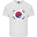 Torn South Korea Flag Korean Day Football Kids T-Shirt Childrens White