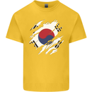 Torn South Korea Flag Korean Day Football Kids T-Shirt Childrens Yellow