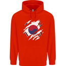 Torn South Korea Flag Korean Day Football Mens 80% Cotton Hoodie Bright Red