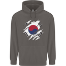 Torn South Korea Flag Korean Day Football Mens 80% Cotton Hoodie Charcoal