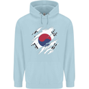 Torn South Korea Flag Korean Day Football Mens 80% Cotton Hoodie Light Blue