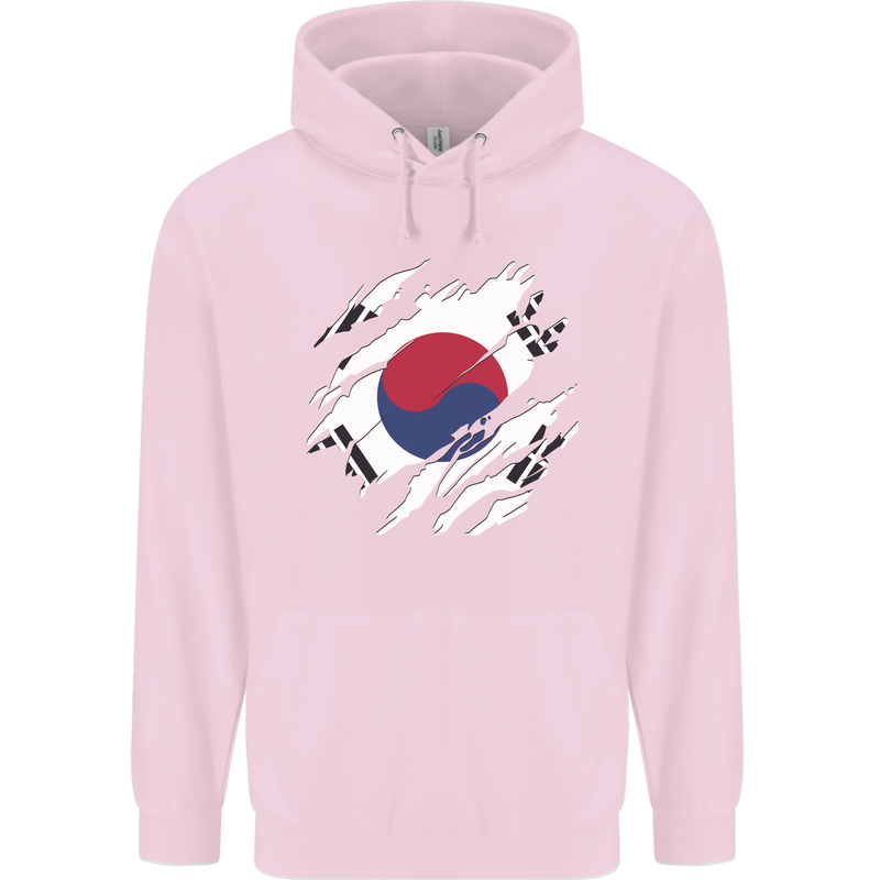 Torn South Korea Flag Korean Day Football Mens 80% Cotton Hoodie Light Pink
