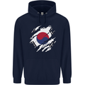 Torn South Korea Flag Korean Day Football Mens 80% Cotton Hoodie Navy Blue