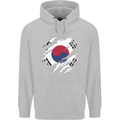 Torn South Korea Flag Korean Day Football Mens 80% Cotton Hoodie Sports Grey
