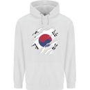 Torn South Korea Flag Korean Day Football Mens 80% Cotton Hoodie White