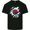 Torn South Korea Flag Korean Day Football Mens Cotton T-Shirt Tee Top Black