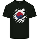 Torn South Korea Flag Korean Day Football Mens Cotton T-Shirt Tee Top Black
