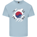 Torn South Korea Flag Korean Day Football Mens Cotton T-Shirt Tee Top Light Blue