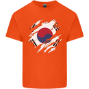 Torn South Korea Flag Korean Day Football Mens Cotton T-Shirt Tee Top Orange