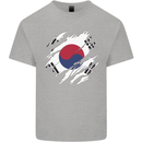 Torn South Korea Flag Korean Day Football Mens Cotton T-Shirt Tee Top Sports Grey