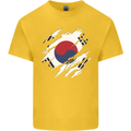 Torn South Korea Flag Korean Day Football Mens Cotton T-Shirt Tee Top Yellow