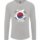 Torn South Korea Flag Korean Day Football Mens Long Sleeve T-Shirt Sports Grey