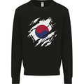 Torn South Korea Flag Korean Day Football Mens Sweatshirt Jumper Black