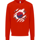 Torn South Korea Flag Korean Day Football Mens Sweatshirt Jumper Bright Red