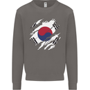 Torn South Korea Flag Korean Day Football Mens Sweatshirt Jumper Charcoal