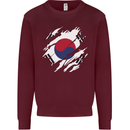 Torn South Korea Flag Korean Day Football Mens Sweatshirt Jumper Maroon