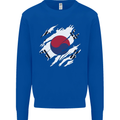 Torn South Korea Flag Korean Day Football Mens Sweatshirt Jumper Royal Blue