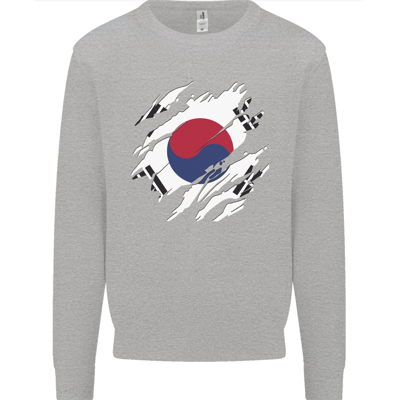 Torn South Korea Flag Korean Day Football Mens Sweatshirt Jumper Sports Grey